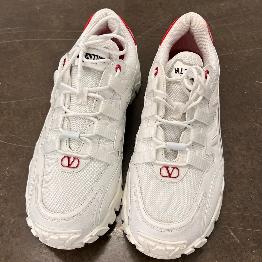 Valentino White Sneakers with Red Details